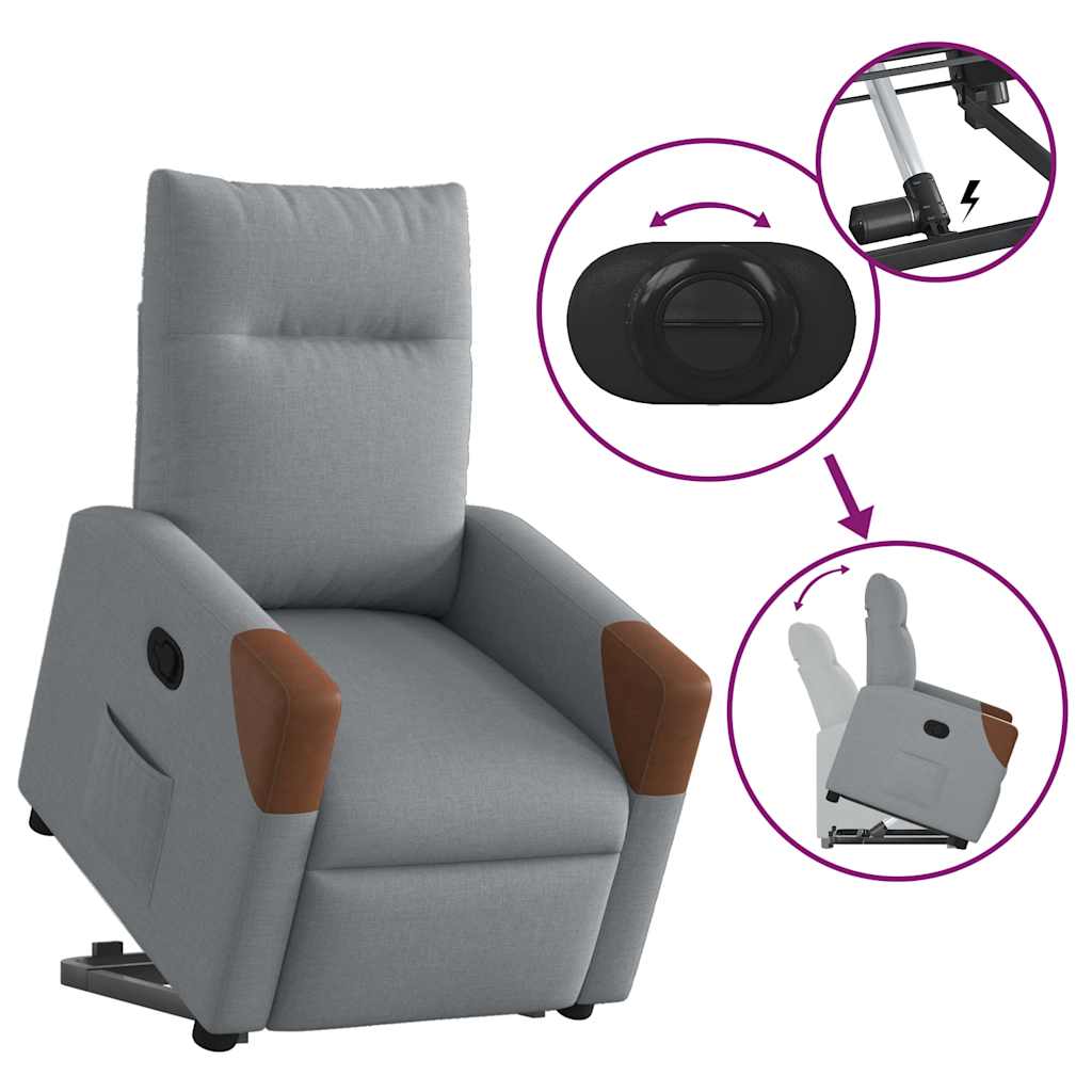 Sta-op Stoel – Elektrische Relaxstoel – Verstelbare Fauteuil – Comfortabele Zitstoel – Ergonomische Stoel Lichtgrijs – Elektrische Sta-op Functie – Verstelbaar Tot 135°