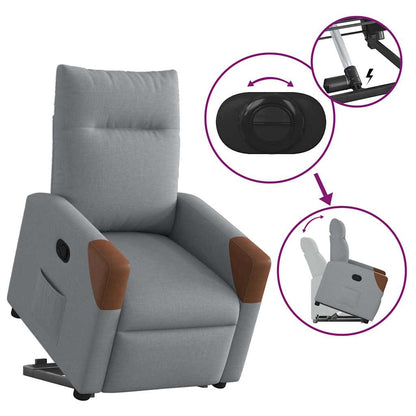 Sta-op Stoel – Elektrische Relaxstoel – Verstelbare Fauteuil – Comfortabele Zitstoel – Ergonomische Stoel Lichtgrijs – Elektrische Sta-op Functie – Verstelbaar Tot 135°