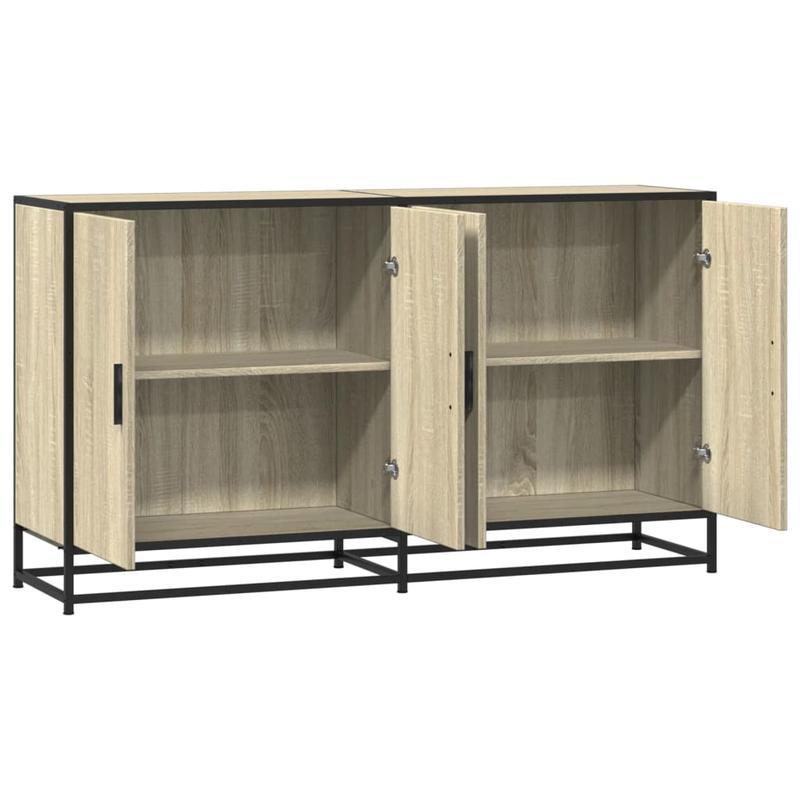 Sonoma Oak Sideboard 134X35X76 Cm Made of Chipboard, Removable And Sturdy.