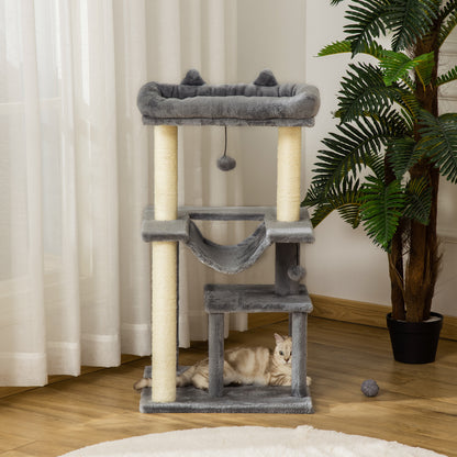 Krabpaal – Kattenboom – Krabmeubel – Krabton – Kattenhuis – Sisal Touw – 90 cm Hoog – Met Hangmat & Kattenhol