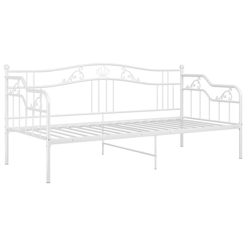 Metalen Bedframe – Bedframe – Sofa Bed – Slaapbank – Gastenkamer Bed – Wit – 90x200 cm – Inklapbaar & Duurzaam – Houten Latten Ondersteuning