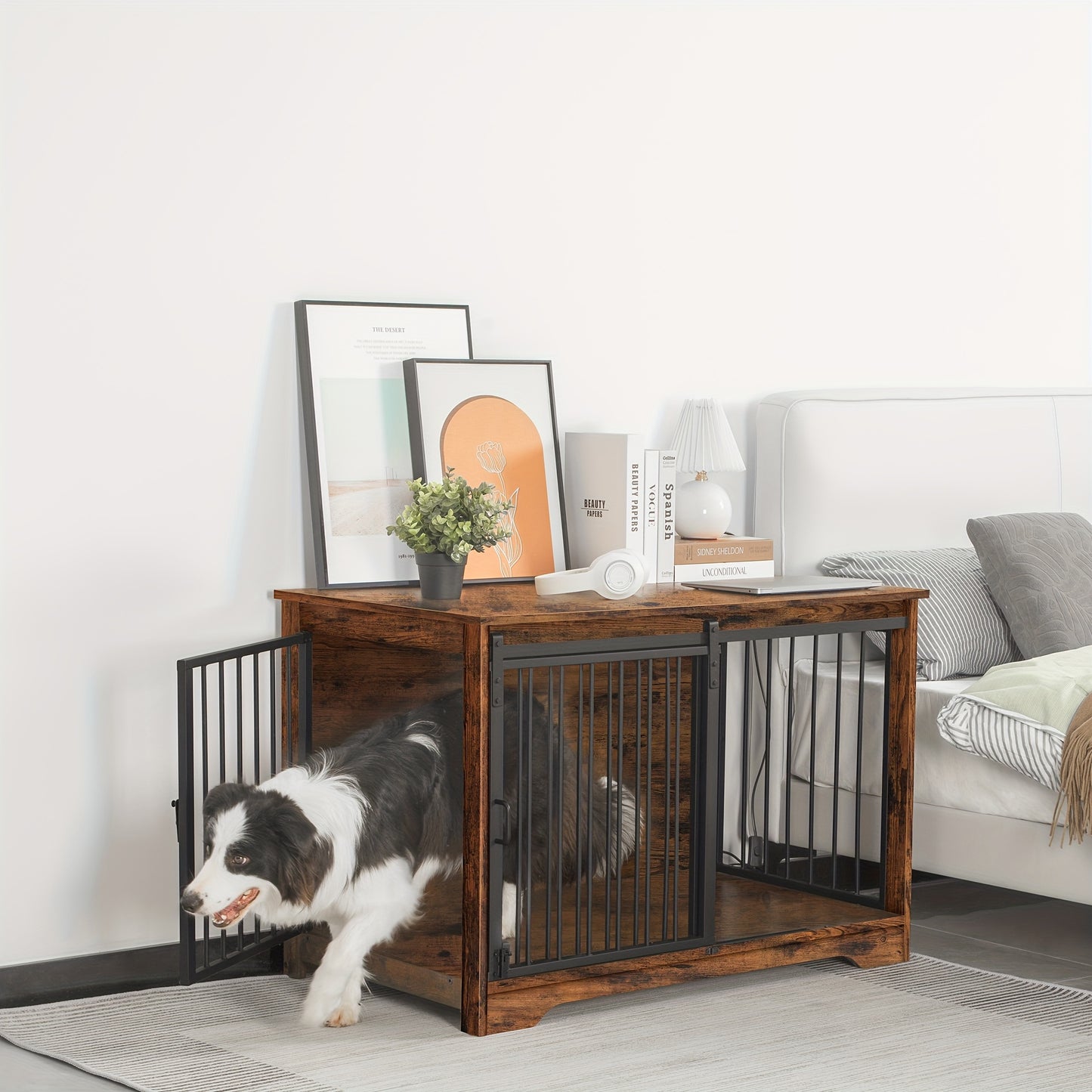 Hondenhok – Hondenbench – Hondenkooi – Hondenhuis – Kennel – Dubbele Deuren – Robuuste Stalen Buizen – 60x100x68 cm – Draagt Tot 100 kg