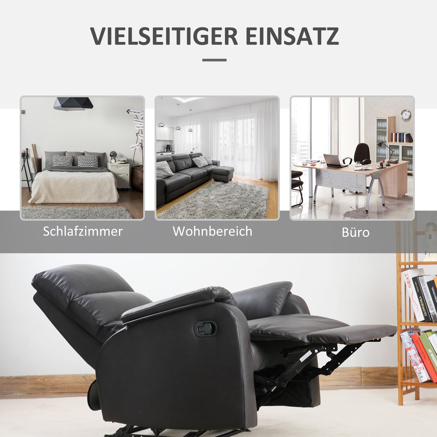 Relaxfauteuil – Relaxstoel – Loungefauteuil – TV Fauteuil – Verstelbare Fauteuil – Kunstleer – Verstelbare Rugleuning en Voetensteun – Stalen Frame – Bruin