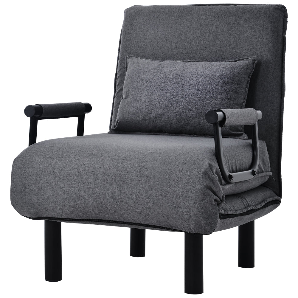 Slaapstoel – Slaapfauteuil – Slaapbank – Logeerbed – Zetelbed – Verstelbare Rugleuning 6 Posities – Inklapbaar en Ruimtebesparend – Comfortabele Zitting met Kussens