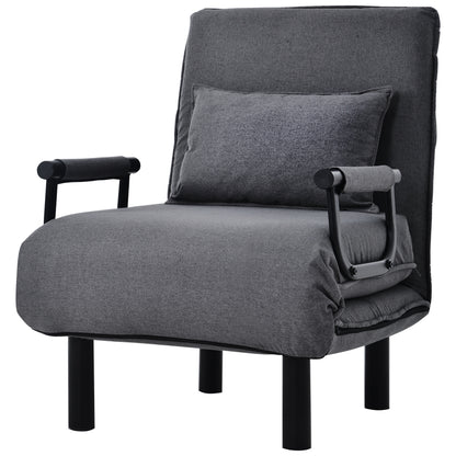 Slaapstoel – Slaapfauteuil – Slaapbank – Logeerbed – Zetelbed – Verstelbare Rugleuning 6 Posities – Inklapbaar en Ruimtebesparend – Comfortabele Zitting met Kussens