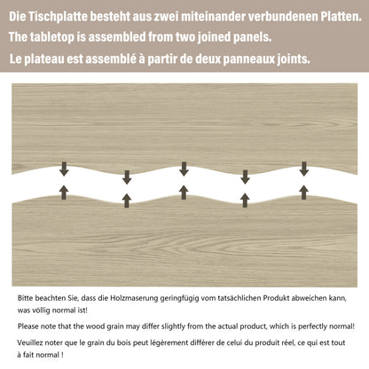 Eettafel – Tafel – Keukentafel – Eetkamertafel – Dinertafel – Rechthoekig Model – 160x80 cm – MDF Blad Licht Hout – Stevig Metaal Onderstel