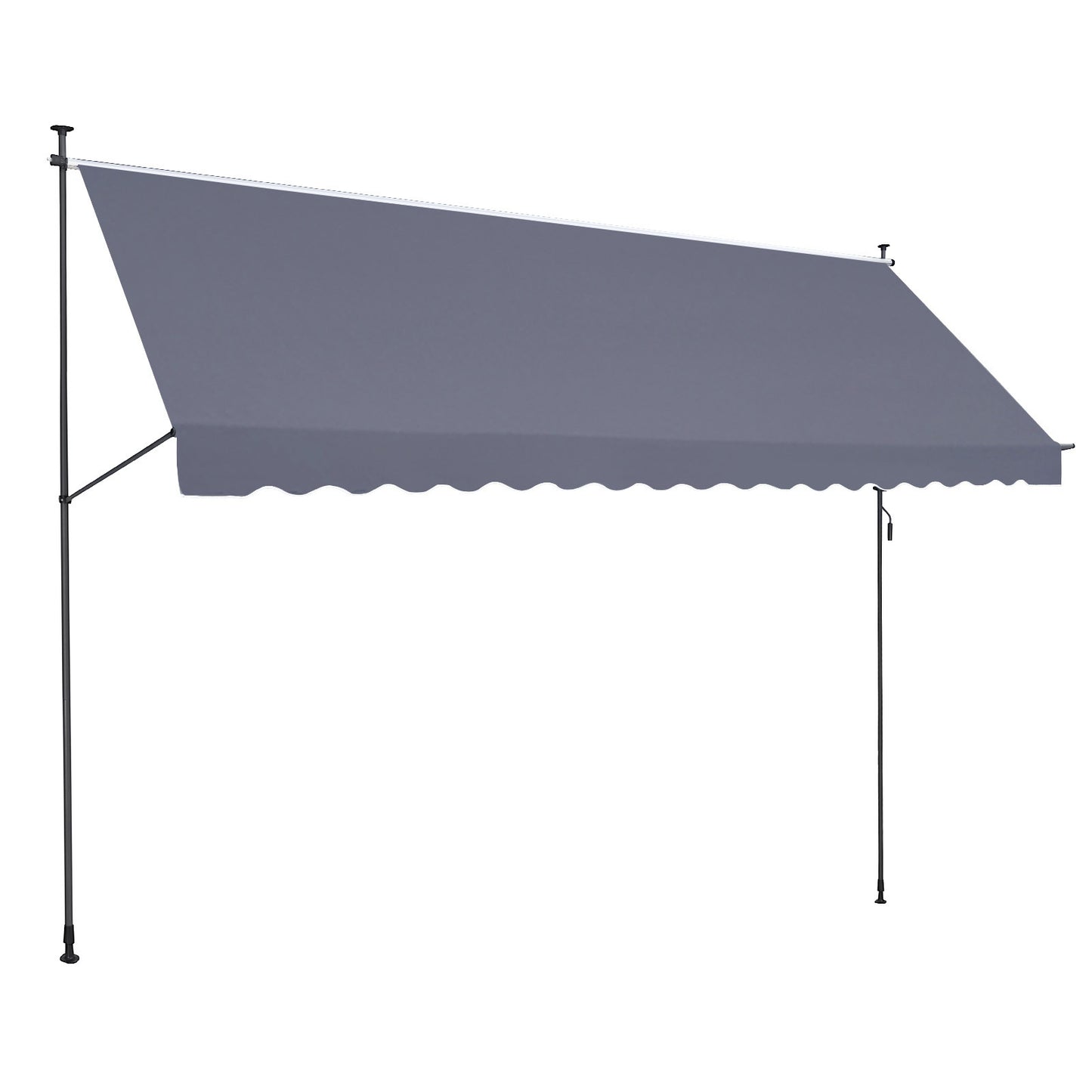 Uitvalscherm Zonwering – Balkon, Terras, Markies, Zonnescherm – Grijs – UV-Bescherming PU-Coating – Verstelbaar 218-309 cm Hoogte
