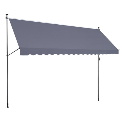 Uitvalscherm Zonwering – Balkon, Terras, Markies, Zonnescherm – Grijs – UV-Bescherming PU-Coating – Verstelbaar 218-309 cm Hoogte