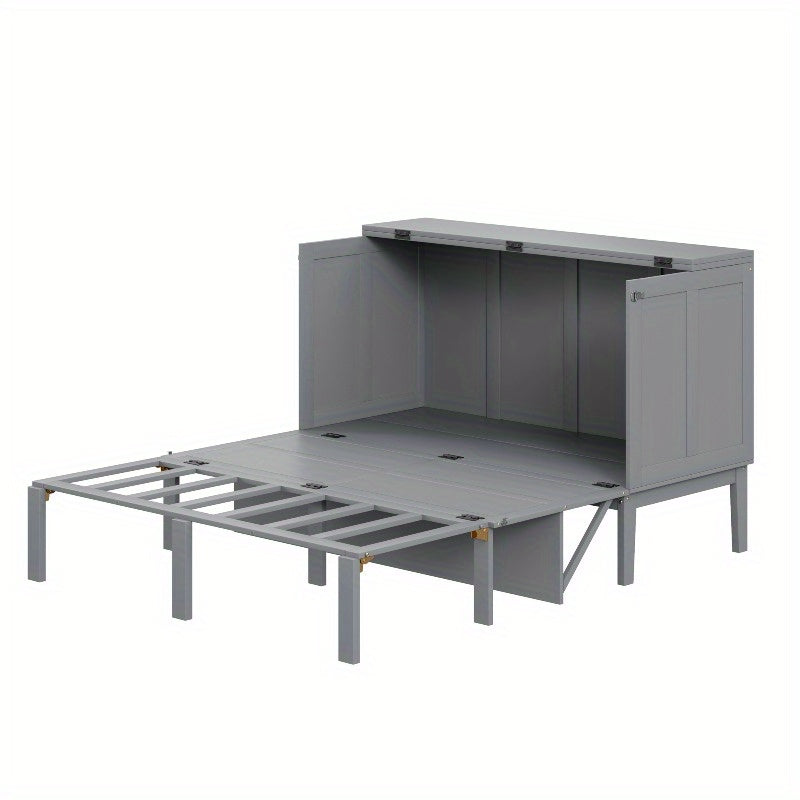 Opklapbed Metaal – Wandbed – Space-Saving Bed – Foldaway Bed – Opklapbed Met Kast – Stevig Metalen Frame – Inclusief Verticale Opbergkast (140x200 cm)