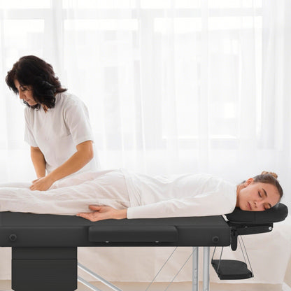 Massagetafel – Behandelbank – Massagebed – Therapietafel – Massagestoel – Verstelbaar 62-83 cm – Aluminium Frame – Max Draagkracht 230 kg – Zwart