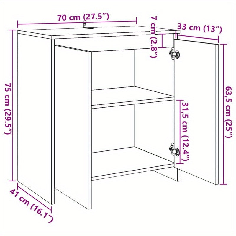 Handgemaakt Eikenhouten Dressoir – Kast – Buffet – Opbergkast – Dressoir – Rustiek Design – 70x41x75 cm – Massief Eikenhout