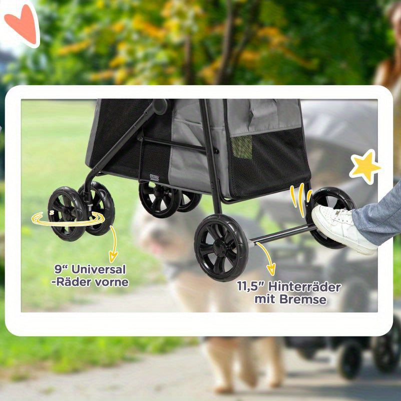 Hondenbuggy – Dierenwagen – Wandelwagen – Hondenkar – Huisdierenbuggy – Opvouwbaar – Oxford Stof – Max. 20 kg – Extra Groot – Lichtgewicht