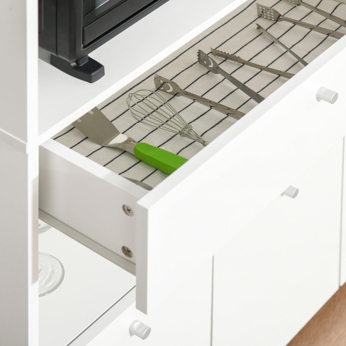 Microwavekast – Keukenkast – Opbergkast – Buffetkast – Keukenmeubel – 90x40x120 cm – Wit Hout met Schuiflade