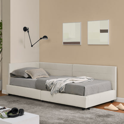 Modern Convertible Sofa Bed with High Backrest - Space-Saving L-Shaped Corner Design, Soft Light Beige-Friendly Velvet Fabric, Sturdy Teak & Iron Frame, Easy Assembly, Beige Sleeper Sofa for Small Spaces, Apartments, Guest Ro