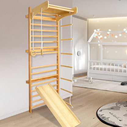 Klimrek – Klimframe – Speeltoestel – Turnrek – Gymnastiekrek – 6-in-1 Multifunctioneel Design – Hoogwaardig Houten Frame 215x82x6 cm