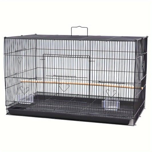 Vogelkooi – Parkietenkooi – Kanariekooi – Vogelverblijf – Binnenkooi – Metalen Kooi – 76x45x45 cm – Gepoedercoat Metalen Behuizing – Makkelijk Schoon Te Maken – Modern Zwart Design