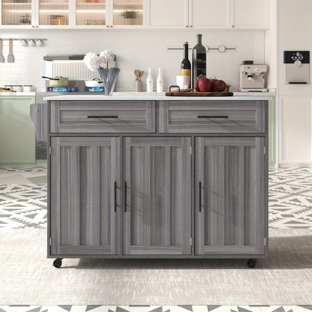 Dressoir – Sideboard – Opbergkast – Buffetkast – Ladekast – Modern Design – Opvouwbaar Tafelblad & Wieltjes – Ruime Opbergruimte Wit Donkerbruin 129x46x91,5 cm