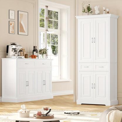 Kast – Opbergkast – Dressoir – Kledingkast – Ladekast – Modern Wit – Stevig Hout & Spaanplaat – Grote Opbergruimte