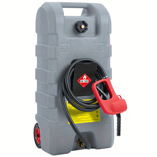 57L Brandstofcontainer – Benzinekan – Dieselcontainer – Kerosine Tank – Brandstofcaddy Rood – Lekvrij Design – Handmatige Transferpomp Met Slang En Wielen