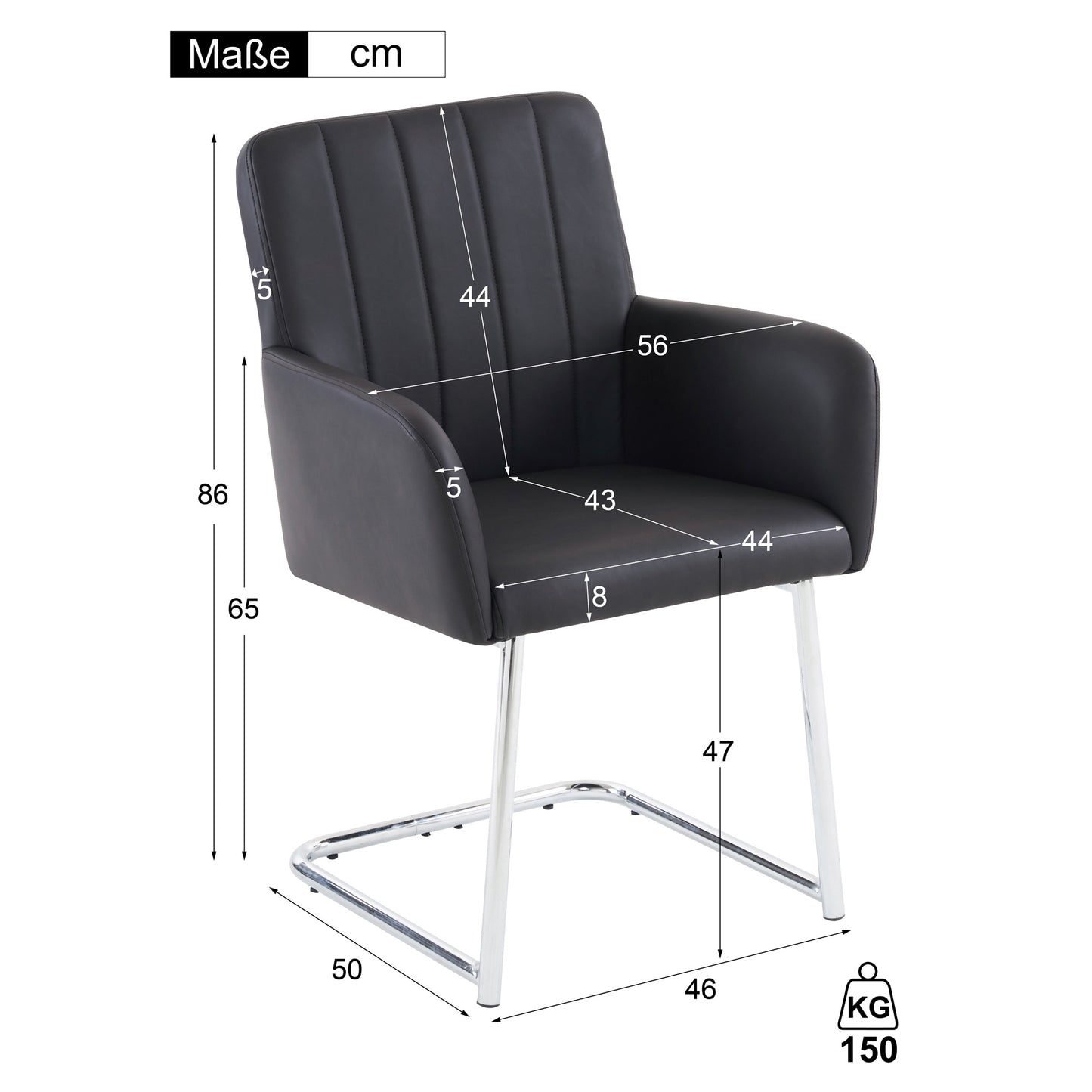 Eetkamerstoel Set – Stoel Eettafelstoel Zithoekstoel Bureaukamerstoel – Zwart Kunstleer – Metalen Zigzag Frame – Ergonomisch Comfort – Set Van 6