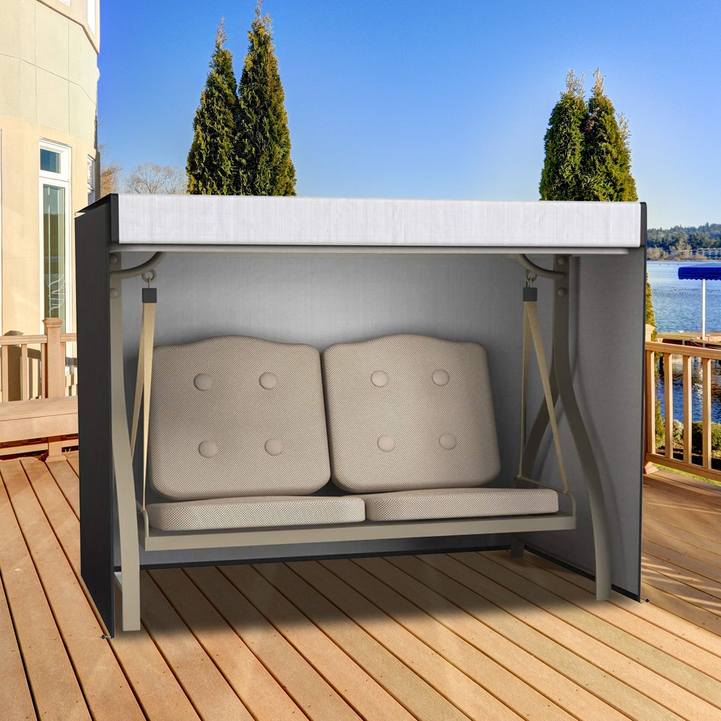 Beschermhoes Schommel – Schommelhoes Buiten – Schuttinghoes – Loungehoes – Bescherming Schommel – 210D Oxford Stof – UV- en Waterbestendig – Zwarte Beschermhoes 160x120x170 cm