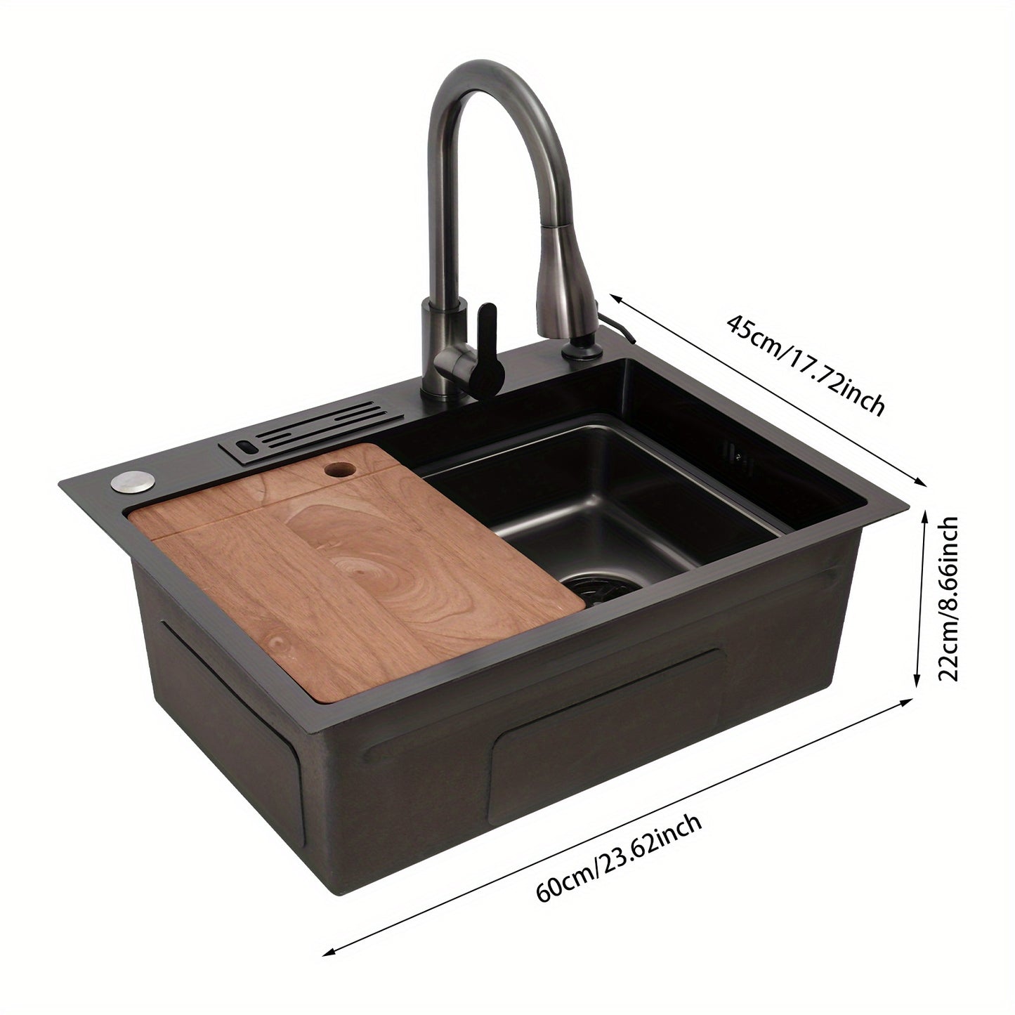 Sink set-60*45-Small waist pumping tap, stainless Steel Golden Rectangular Sink for Kitchens, Restaurants, Cafes, Bars, Hotels