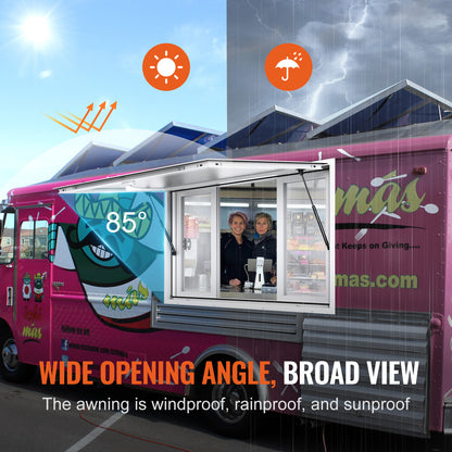 Voedingskraamzeil – Verkoopraam – Foodtruck Raam – Kraamraam – Tentraam – Aluminium Frame – 122 x 91,4 cm – 85° Openingshoek