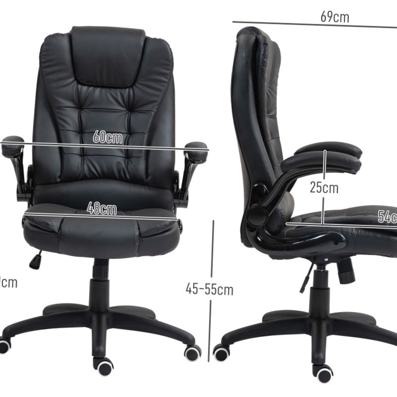 Ergonomische Bureaustoel – Kantoostoel – Bureau Stoel – Werkstoel – Thuiswerkstoel – Zwarte Kunstleren Bekleding – 360° Draaifunctie – Verstelbare Hoogte