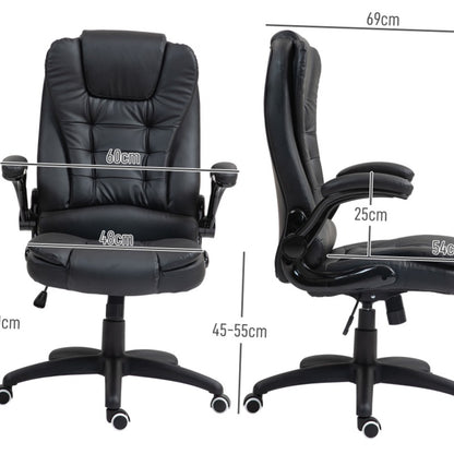 Ergonomische Bureaustoel – Kantoostoel – Bureau Stoel – Werkstoel – Thuiswerkstoel – Zwarte Kunstleren Bekleding – 360° Draaifunctie – Verstelbare Hoogte