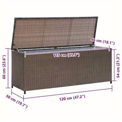Opbergbox Tuin – Tuinkist – Tuinopbergbox – Berging – Tuinmeubelopslag – Bruin – Poly Rattan – 120x50x60 cm – Weerbestendig – Ruime Opbergruimte