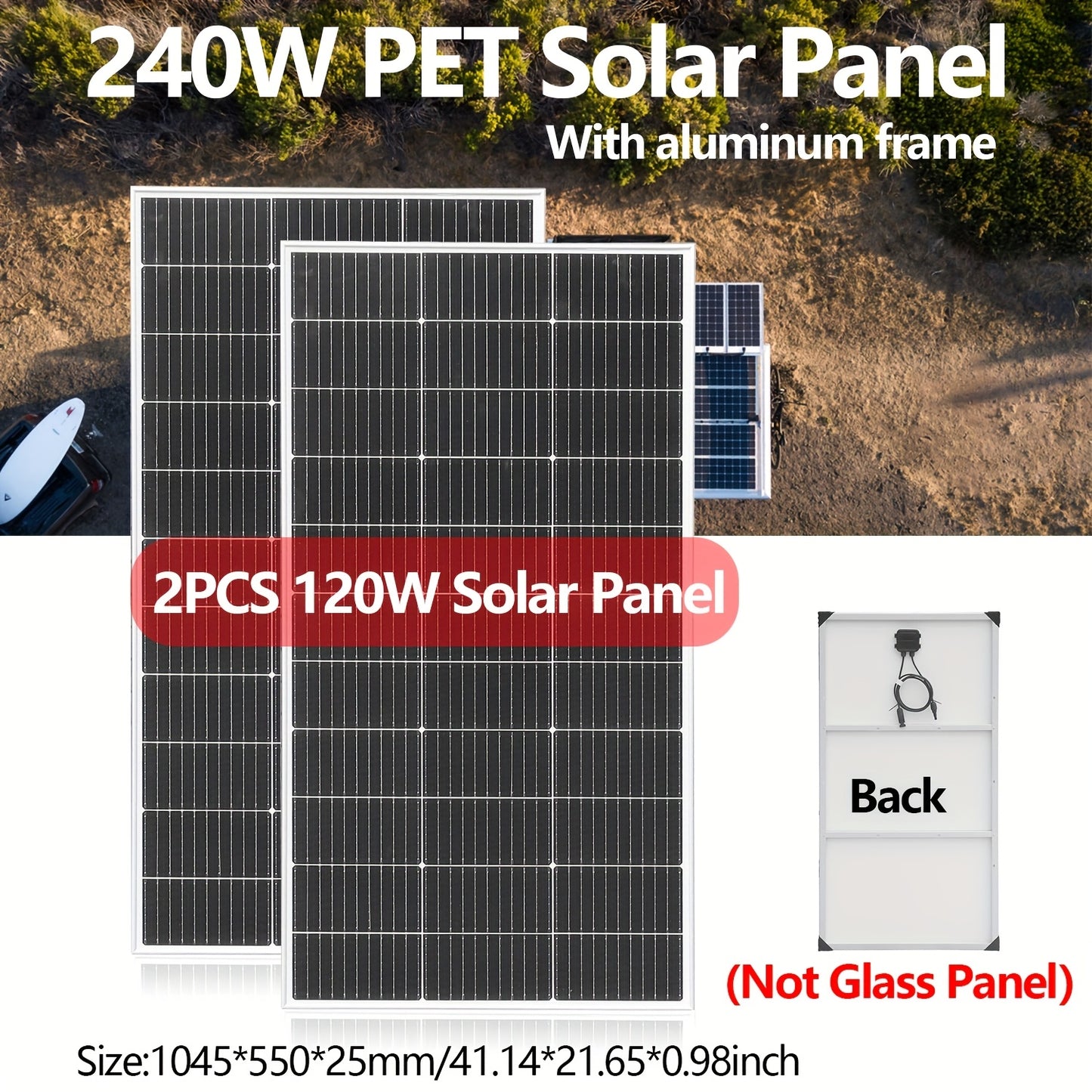 Zonnepaneel – Zonnecel Paneel – Solar Module – Photovoltaïsch Paneel – Off-grid Charger – 240Watt Hoogvermogen – Monokristallijn Silicium 12V