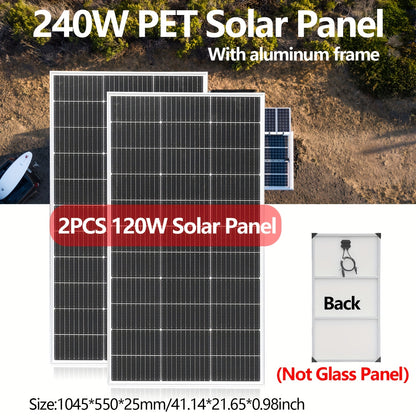 Zonnepaneel – Zonnecel Paneel – Solar Module – Photovoltaïsch Paneel – Off-grid Charger – 240Watt Hoogvermogen – Monokristallijn Silicium 12V