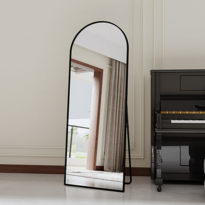 Staande Spiegel – Passpiegel – Wandspiegel – Full Body Spiegel – Grote Spiegel – Minimalistisch Zwart Aluminium Frame – 180x80 cm – Breukveilige Bescherming