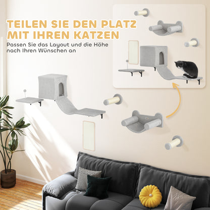 Krabpaal Kat – Klimpaal Kat – Kattenkrabpaal – Kattenmeubel – Kattenboom – Verstelbaar 225-255 Cm – Inclusief Huisje En Hangmat