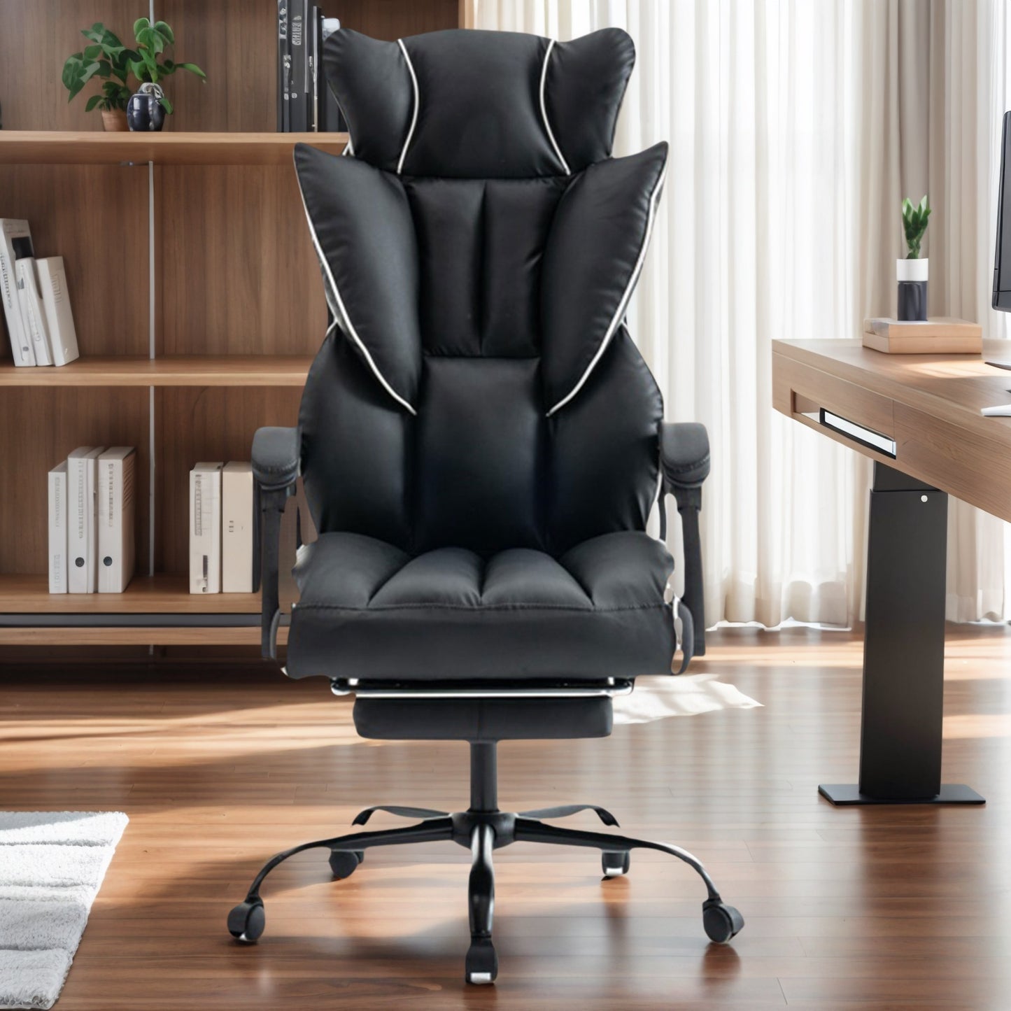 Gamingstoel – Gamestoel – Gaming Chair – Bureaustoel – Game Stoel – Ergonomisch Ontwerp – Verstelbare Voetensteun – Hoofdkussen – Aluminium Frame – Draaibaar