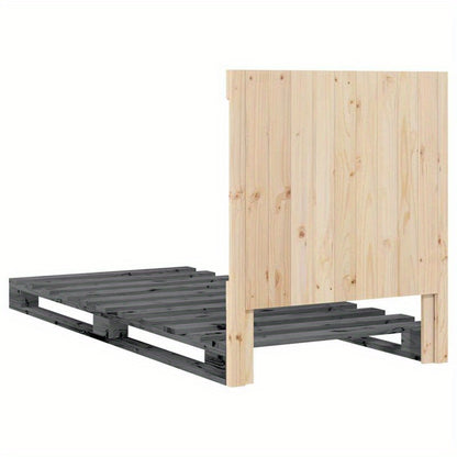 Grigio 90x200cm Wooden Bed Frame with Headboard - Solid Pine, Removable & Durable, Contemporary Style, No Assembly Required, Fits Standard Beds, Bedroom Furniture, Modern Bedroom Decor, Natural Wood Finish