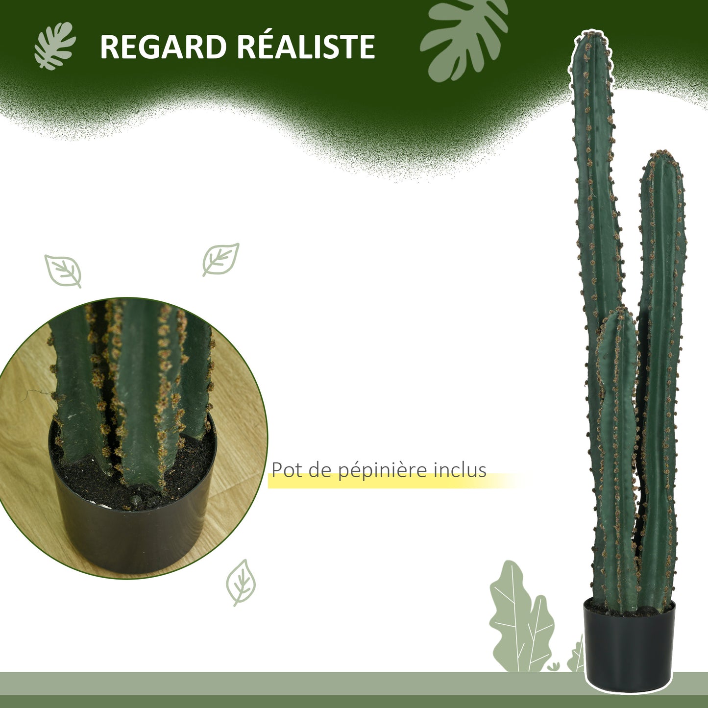 Kunststof Cactus – Nepplant – Sierplant – Kamerplant – Groene Plant – Groot Formaat 120 cm – Realistisch Uitziend