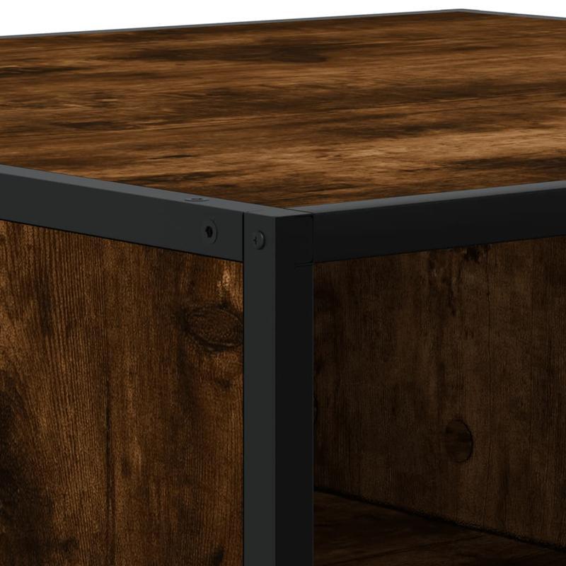 Salontafel – Koffietafel – Bijzettafel – Receptietafel – Woonkamertafel – Gerookt Eikenhout – Metaal – 100x100x30 cm – Stevig & Duurzaam