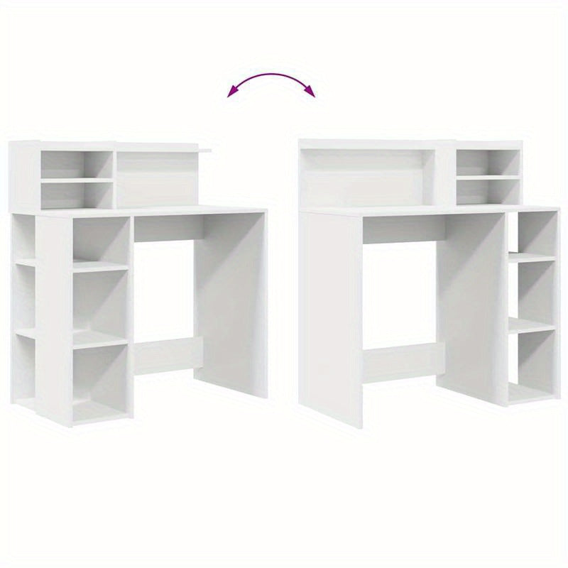 Bureaumeubel – Bureau – Computertafel – Bureautafel – Werkbureau – Wit – Compact 90x48x101,5 cm – Stevig MDF Hout – Opbergvak en Kastje