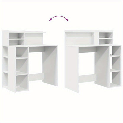 Bureaumeubel – Bureau – Computertafel – Bureautafel – Werkbureau – Wit – Compact 90x48x101,5 cm – Stevig MDF Hout – Opbergvak en Kastje