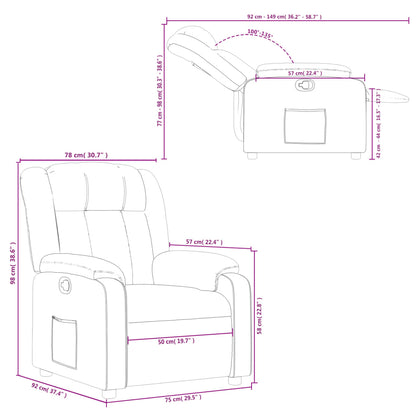 Elektrische Relaxstoel – Relaxfauteuil – Verstelbare Fauteuil – TV Stoel – Loungestoel – Handmatig Verstelbaar Tot 135° – Comfortabel Kunstleer Crème
