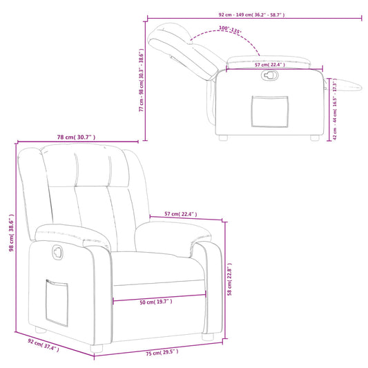 Relaxfauteuil – Relaxstoel – Verstelbare Fauteuil – Stoel – Zwarte Kunstleren Stoel – Handmatig Verstelbaar – Luxe Kunstleder – Dikke Padding