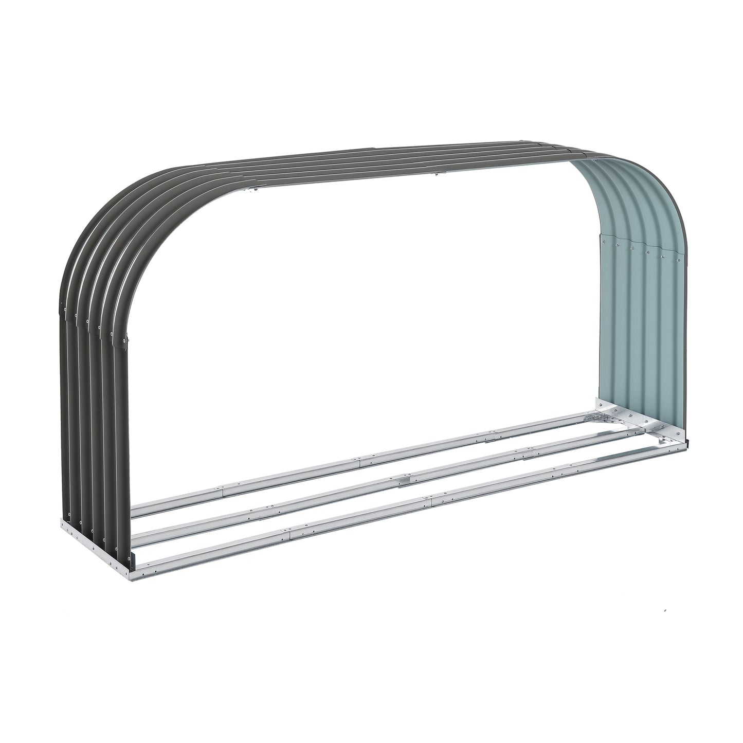 Houtrek – Haardhoutrek – Houtopslag – Houtstandaard – Houtstapelrek – Weerbestendig Staal – Groot Formaat 212x46x112 cm – Grijs