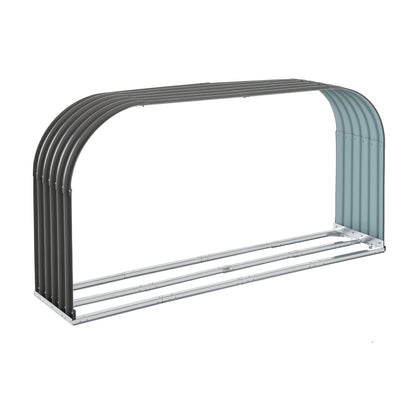 Houtrek – Haardhoutrek – Houtopslag – Houtstandaard – Houtstapelrek – Weerbestendig Staal – Groot Formaat 212x46x112 cm – Grijs