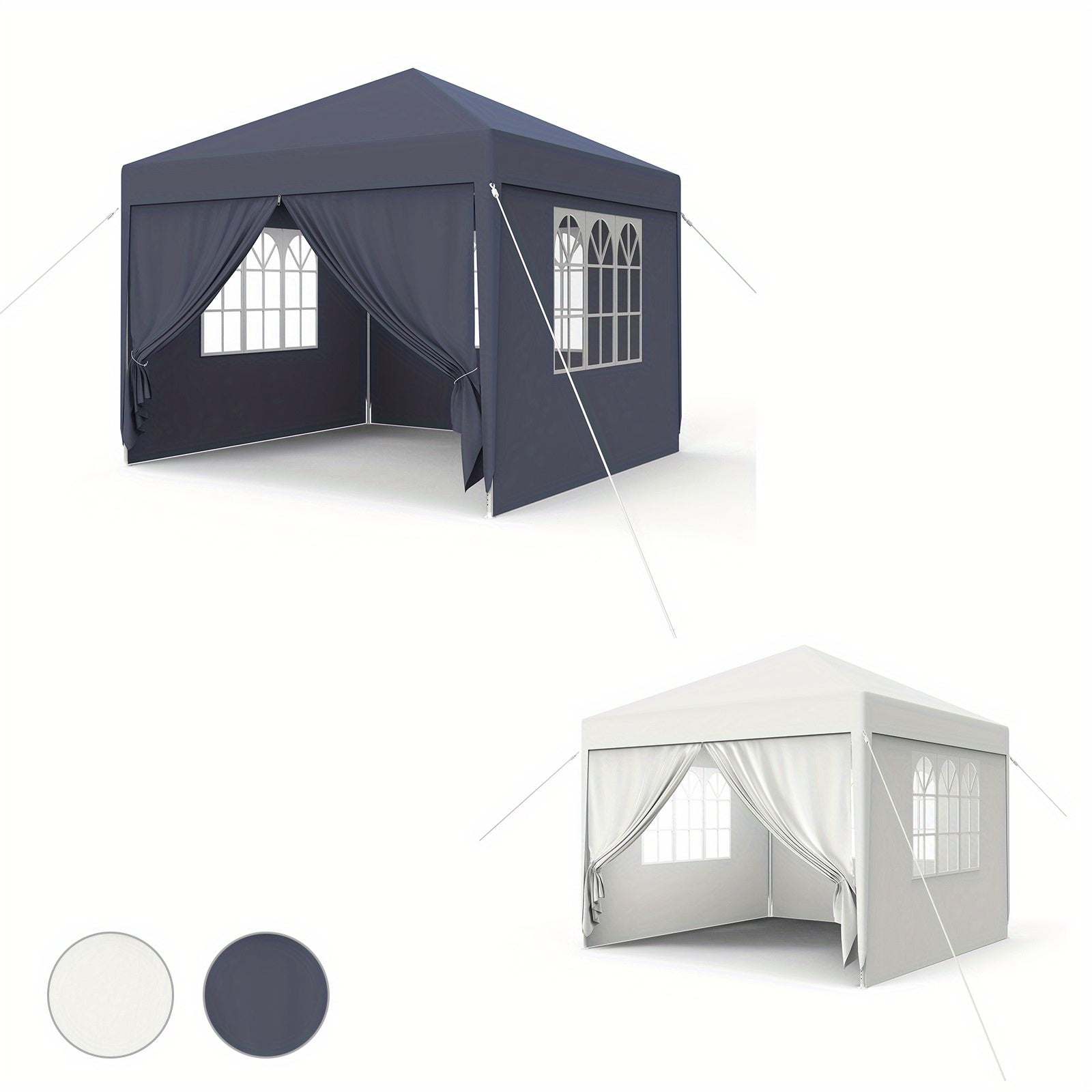 Garden Gazebo Party Tent with 4 Side Panels and Windows UV Protection, Suitable for Gardens, Parties, Weddings and Picnics (3x3m/3x6m/3x9m, Grey/White) - QUORE