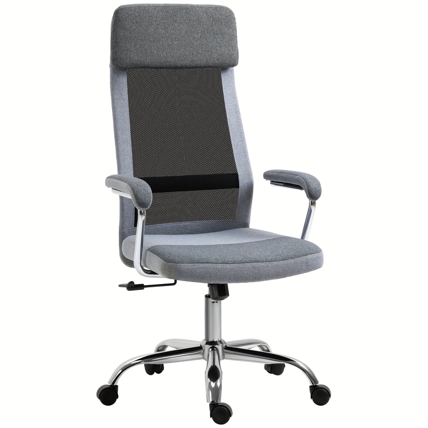 Bureaustoel – Ergonomische Stoel – Office Chair – Gaming Stoel – Kantoorstoel – Met Hoofdsteun en Lendensteun – Verstelbare Hoogte 119-129 cm – Stevig Metalen Frame – Lichtgrijs/Zwart Scandinavisch Design