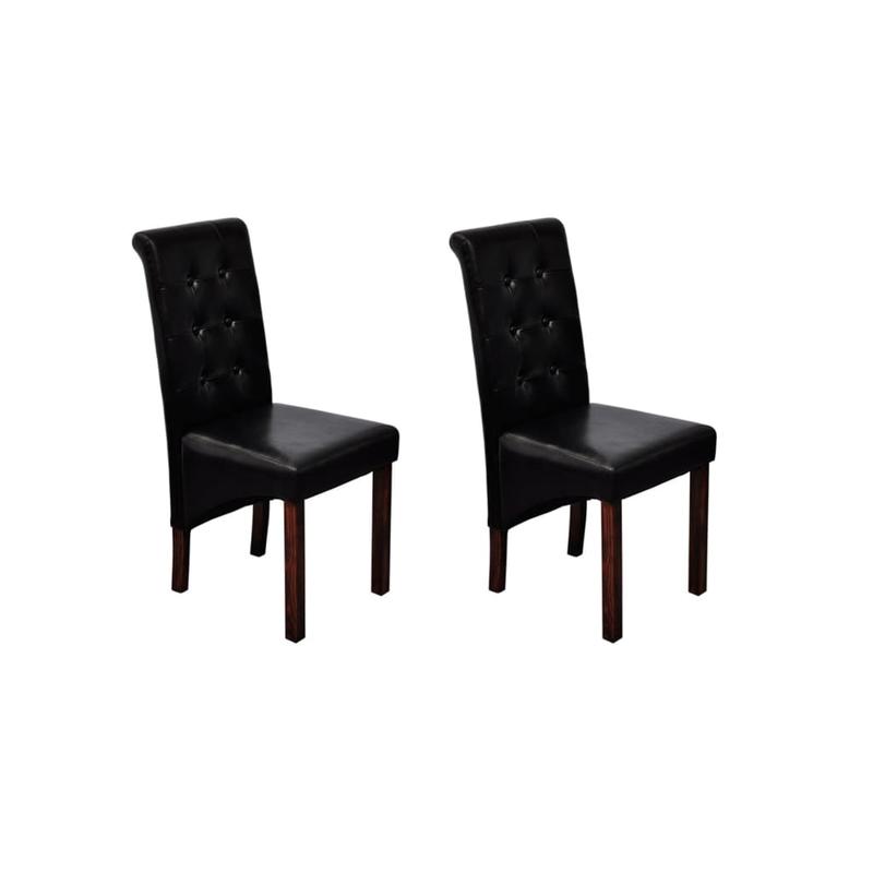 Modern Dining Chair, Lounge Chair, Dining Table Chair, Stylish Design Chair, Soft Fabric, Sturdy Frame, Comfortable Seat, Suitable for Dining Room, Living Room, Bedroom, Office – Set of 2, Black Faux Leather