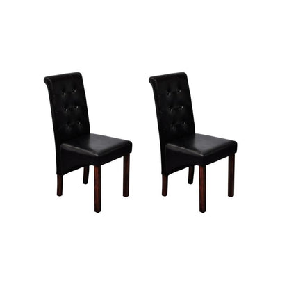 Modern Dining Chair, Lounge Chair, Dining Table Chair, Stylish Design Chair, Soft Fabric, Sturdy Frame, Comfortable Seat, Suitable for Dining Room, Living Room, Bedroom, Office – Set of 2, Black Faux Leather