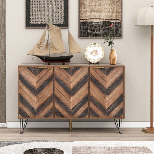 Dressoir – Opbergkast – Ladekast – Tv Kast – Kommode – Laminaat Visgraatdeuren – Compact Voor Kleine Ruimtes