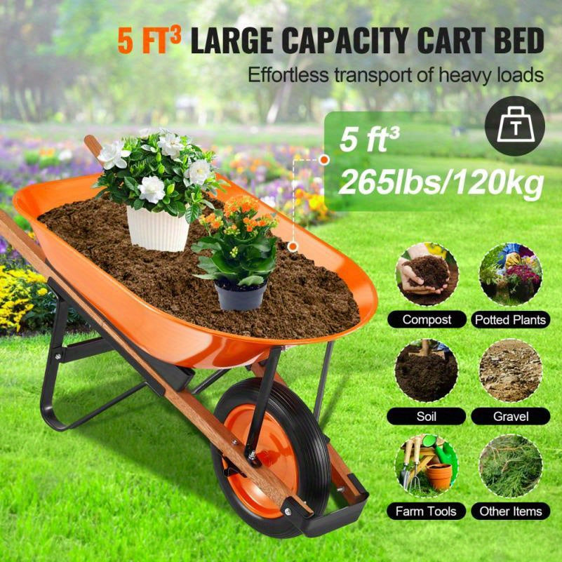 Kruiwagen – Tuinkar – Tuinkarretje – Bouwkruiwagen – Transportkar – Eénwielige Constructie – Hoge Draagkracht 150 kg